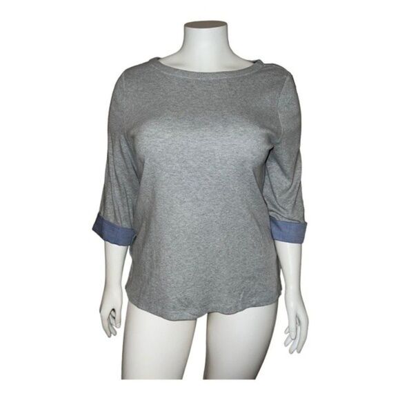 Nautica Womens Gray Three Quarter Sleeve Shirt with Cuffs Plus Size XXL NWOT - Picture 1 of 6